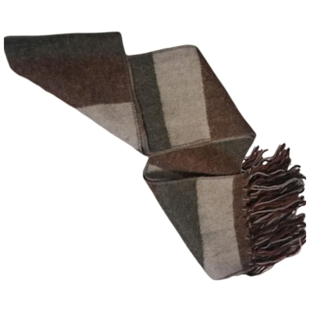 Striped Wool Scarf with Fringe